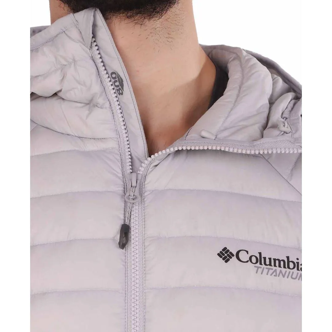 Moisture wicking Feel Columbia Men Grey Alpha Trail Down Hooded Jacket