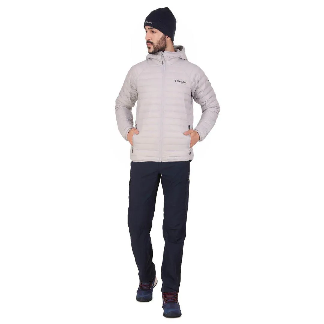 Columbia Men Grey Alpha Trail Down Hooded Jacket beach scene Performance Layer