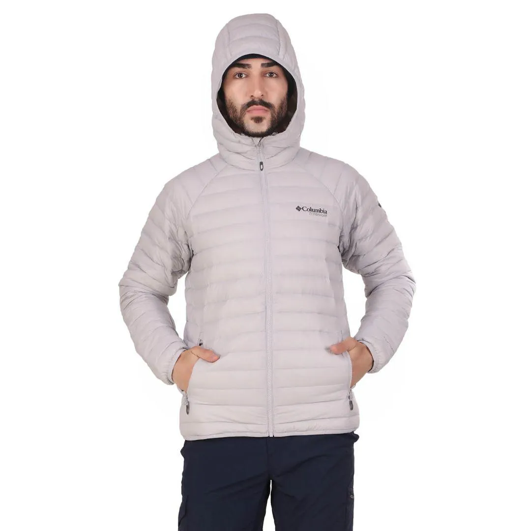 Columbia Men Grey Alpha Trail Down Hooded Jacket starlight Multi Pocket Design