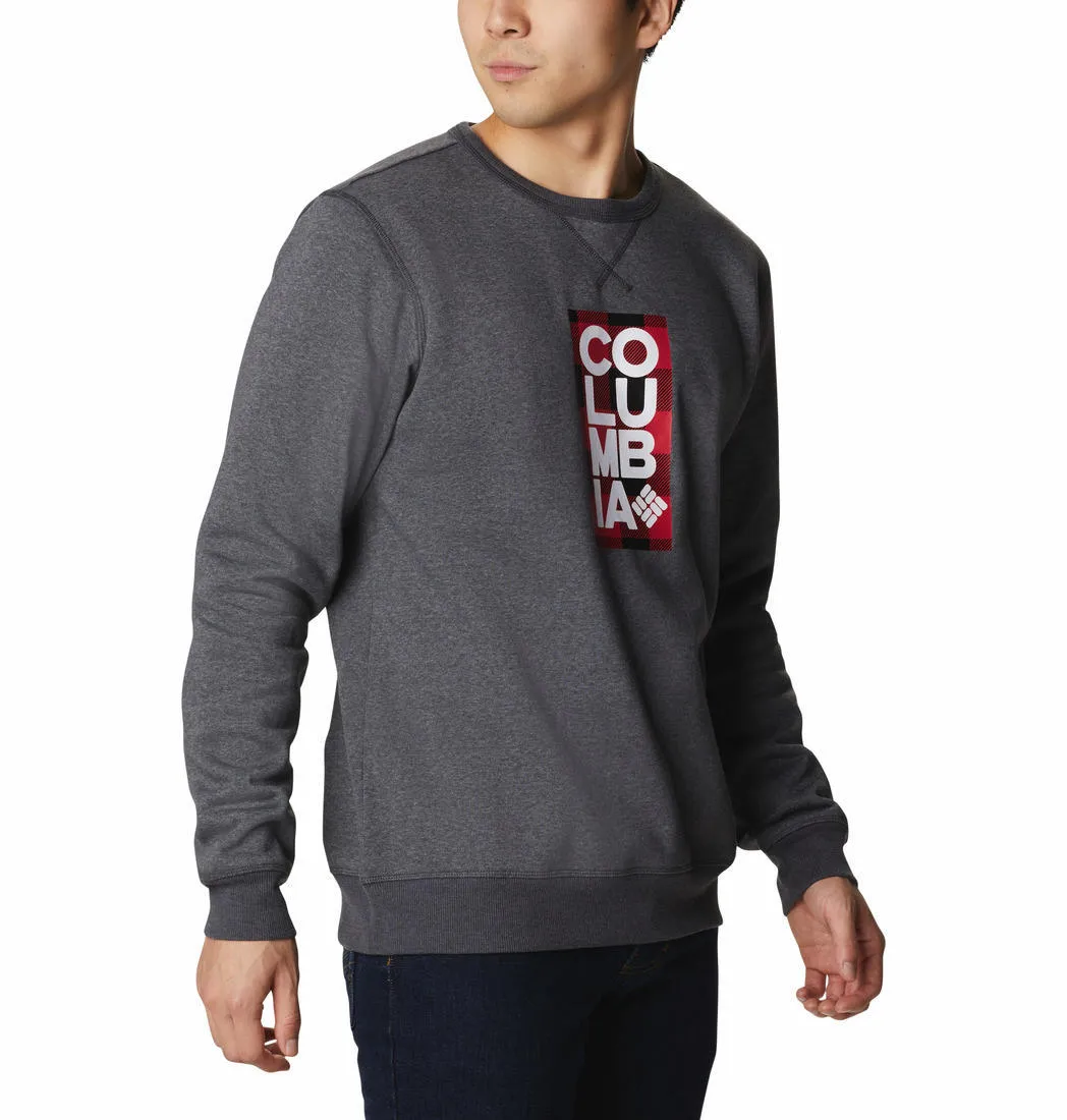 Columbia Men Black M Columbia Logo Fleece Crew (Sun Protection) Casual Layer