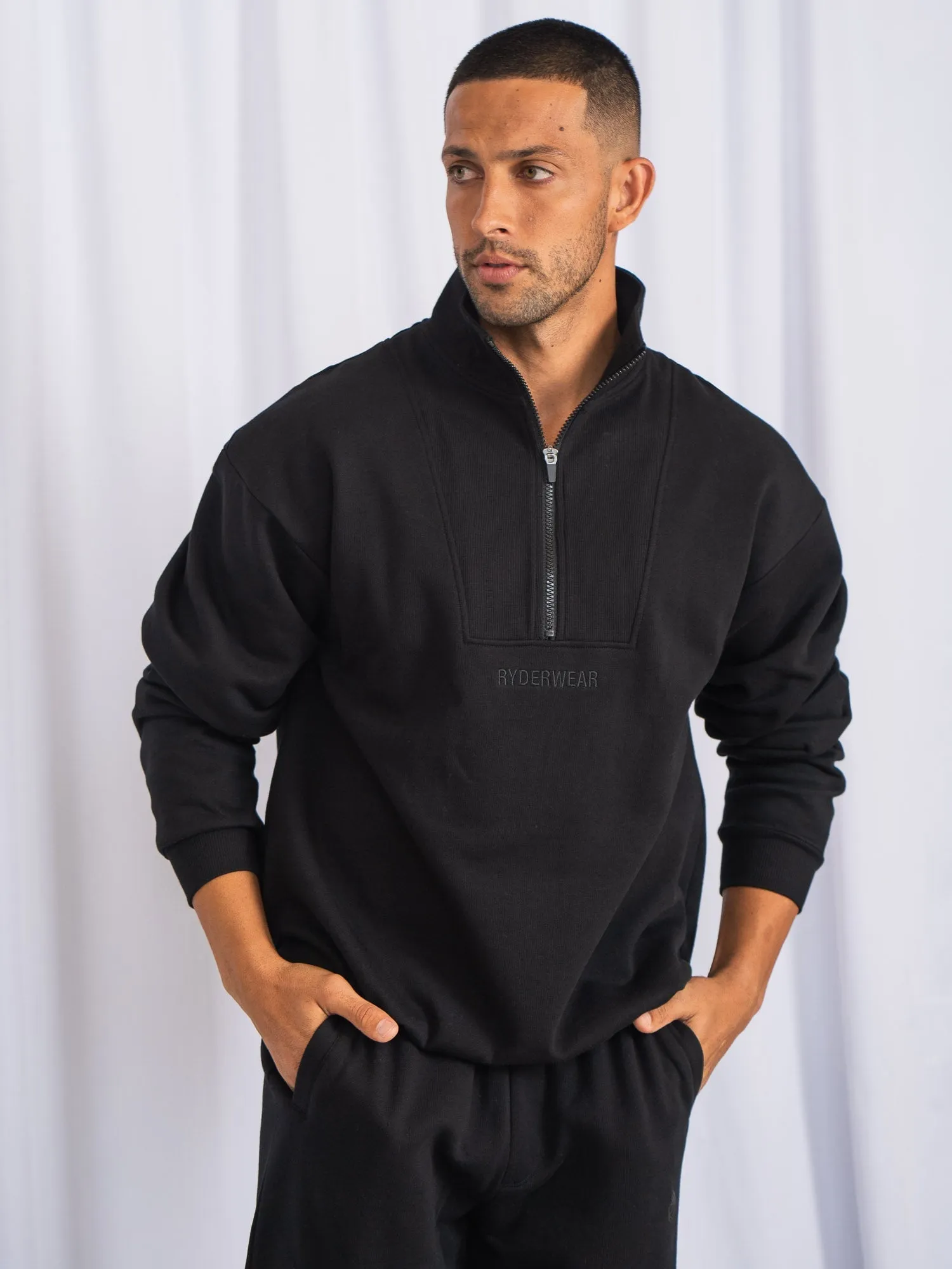 Unisex Half Zip Jumper - Black City Staple Winter Essential