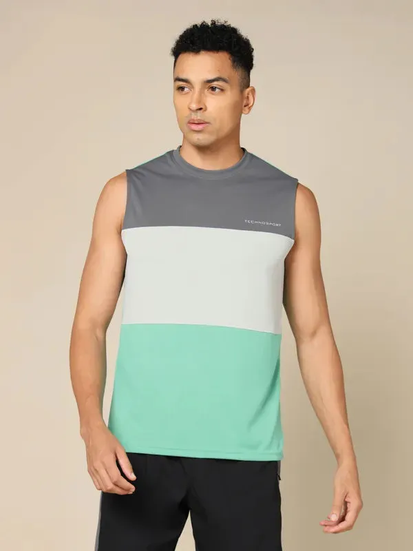 fresh feel Non Irritating Seams Men Colorblock Slim Fit Crew Neck Innerwear Vest with TECHNO COOL 