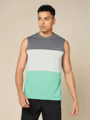 Seamless Design Men Colorblock Slim Fit Crew Neck Innerwear Vest with TECHNO COOL 