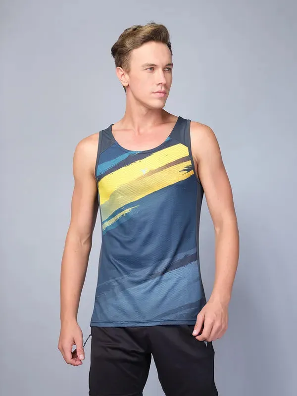 Men Printed Slim Fit Scoop Neck Innerwear Vest with TECHNO COOL high safety level