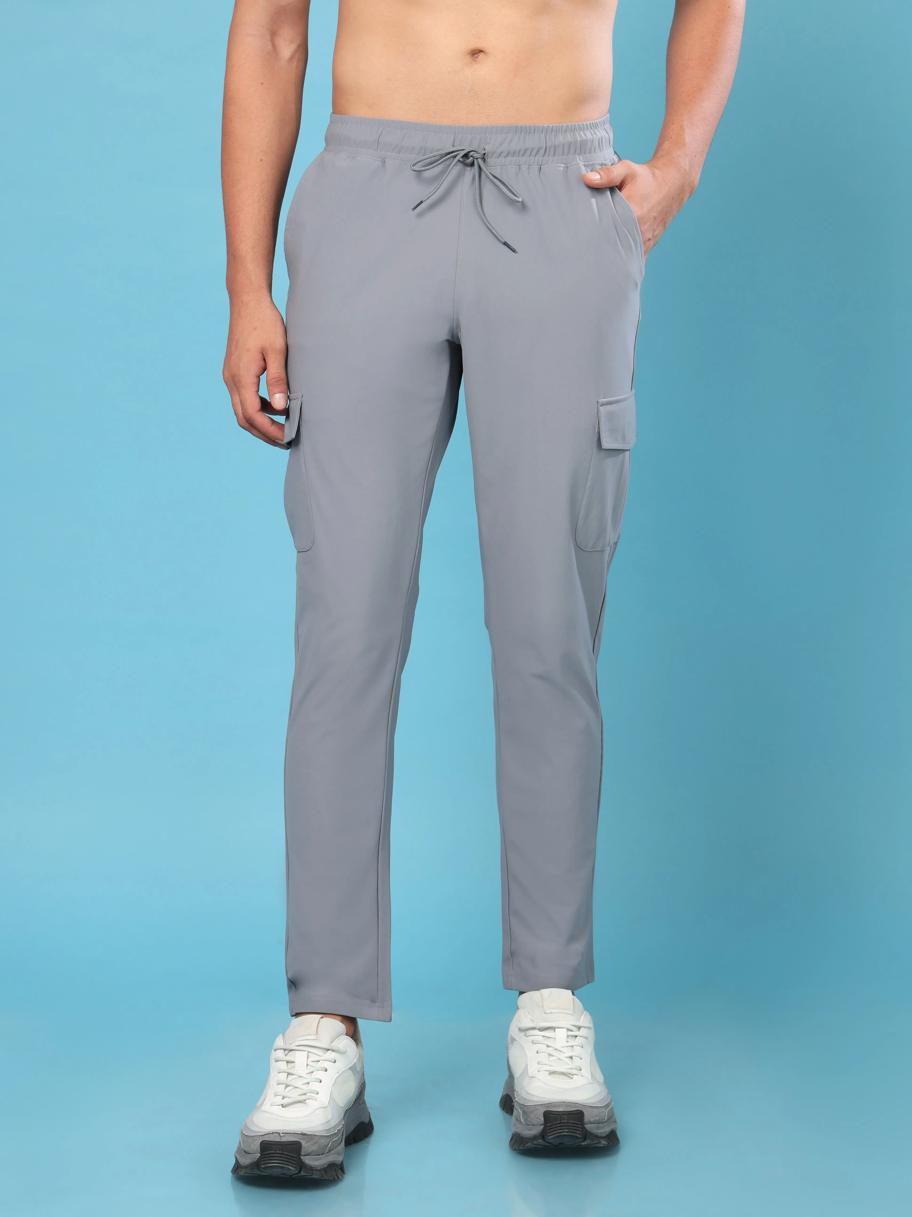 Reflective Logos For Visibility Men Solid Relax Fit Cargo Trackpants with DURACOOL 