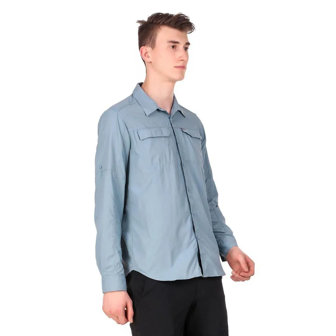 ReinforcedHems Convertible Style Columbia Men Blue Silver Ridge 2.0 Long Sleeve Shirt (Sun Protection)
