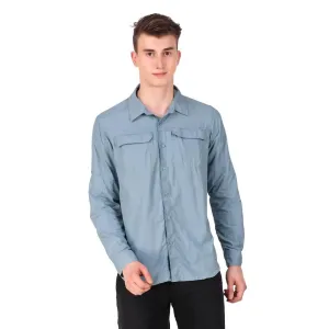 Columbia Men Blue Silver Ridge 2.0 Long Sleeve Shirt (Sun Protection) Heavy Outerwear LayeredNeckline