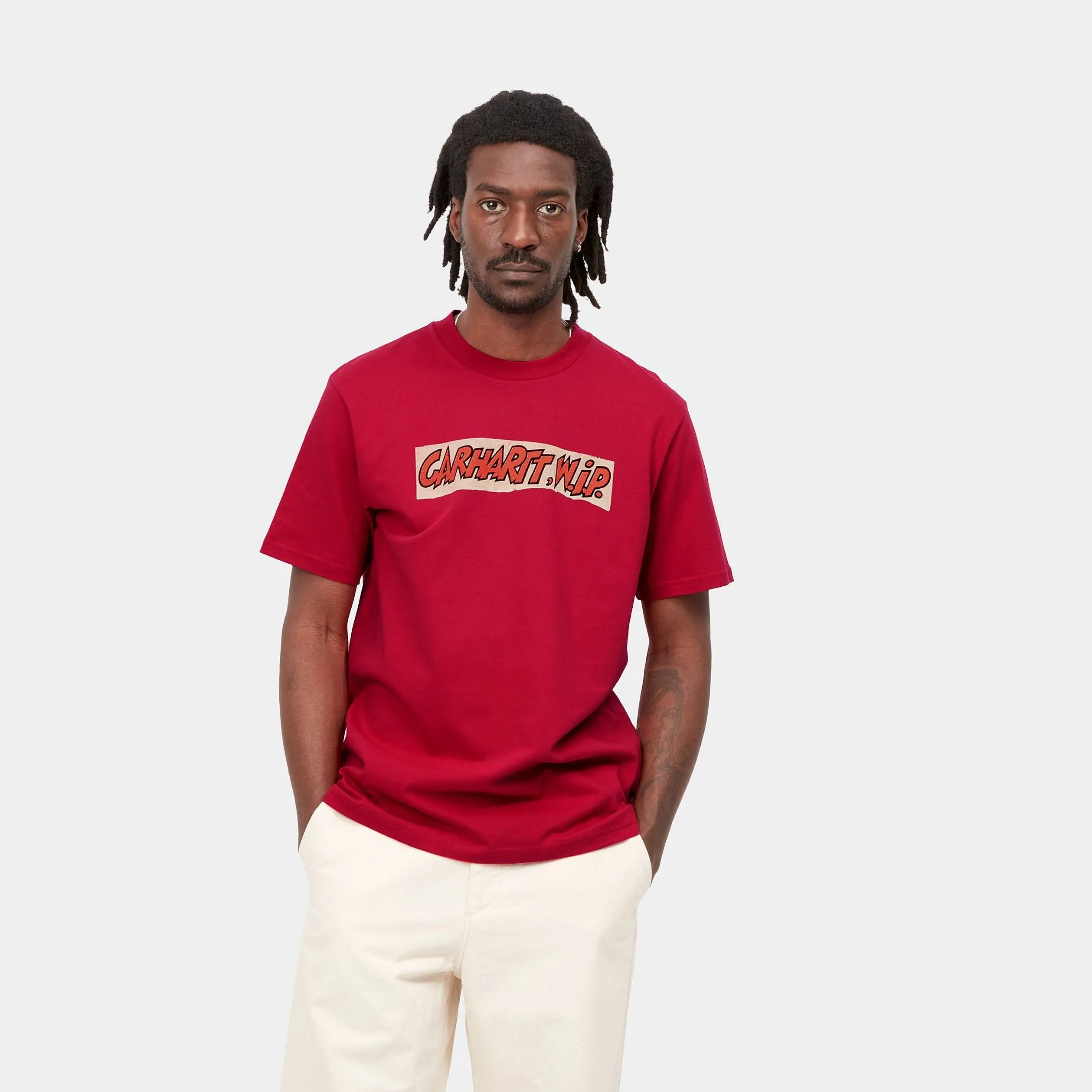 Retro Style Low Impact Dye Carhartt maglietta manica corta da uomo Sing Painter I030172 177 XX 03 rosso