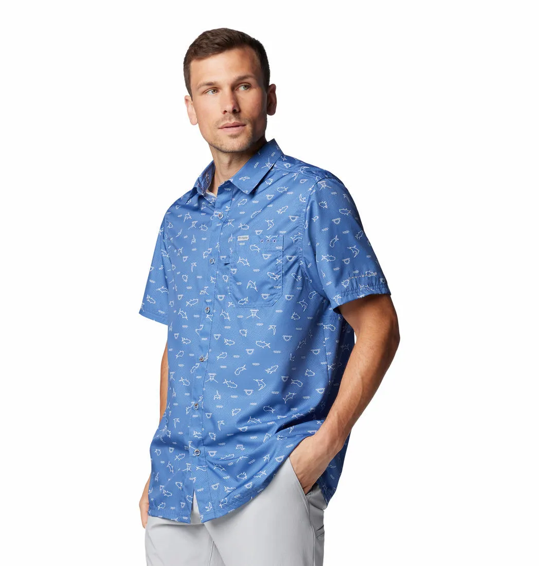 Columbia Men Purple Super Slack Tide Camp Shirt (Sun Protection) EcoFriendlyTextiles