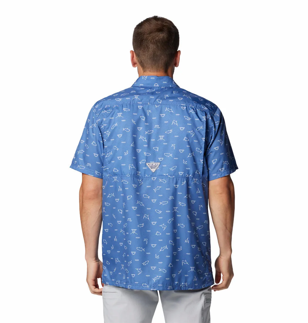 Pure Core Columbia Men Purple Super Slack Tide Camp Shirt (Sun Protection)