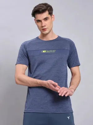Men Melange Slim Fit Crew Neck T-shirt with TECHNO COOL  Sleek And Stylish