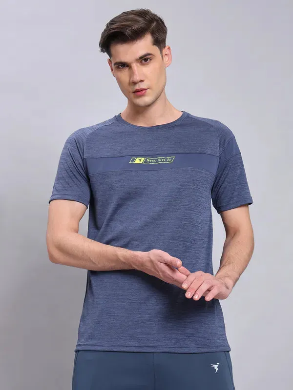 Men Melange Slim Fit Crew Neck T-shirt with TECHNO COOL  Sleek And Stylish