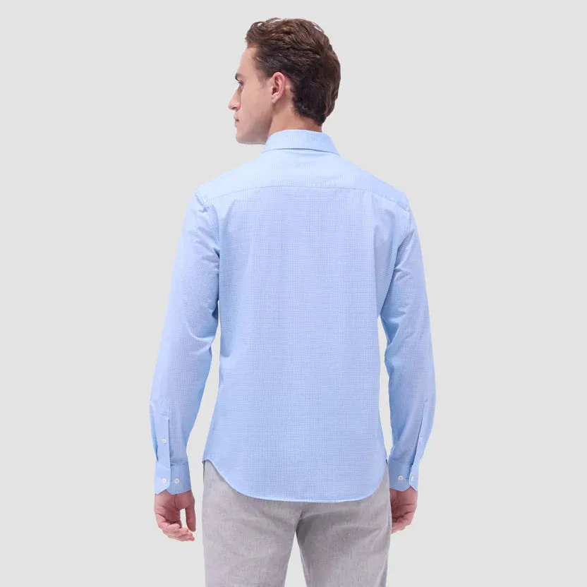 Comfortable Sweater Stylish Look Bugatchi James Mini Check OoohCotton Long-Sleeve Shirt - Ice