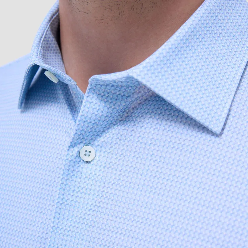 Glitter Fit Bugatchi James Mini Check OoohCotton Long-Sleeve Shirt - Ice