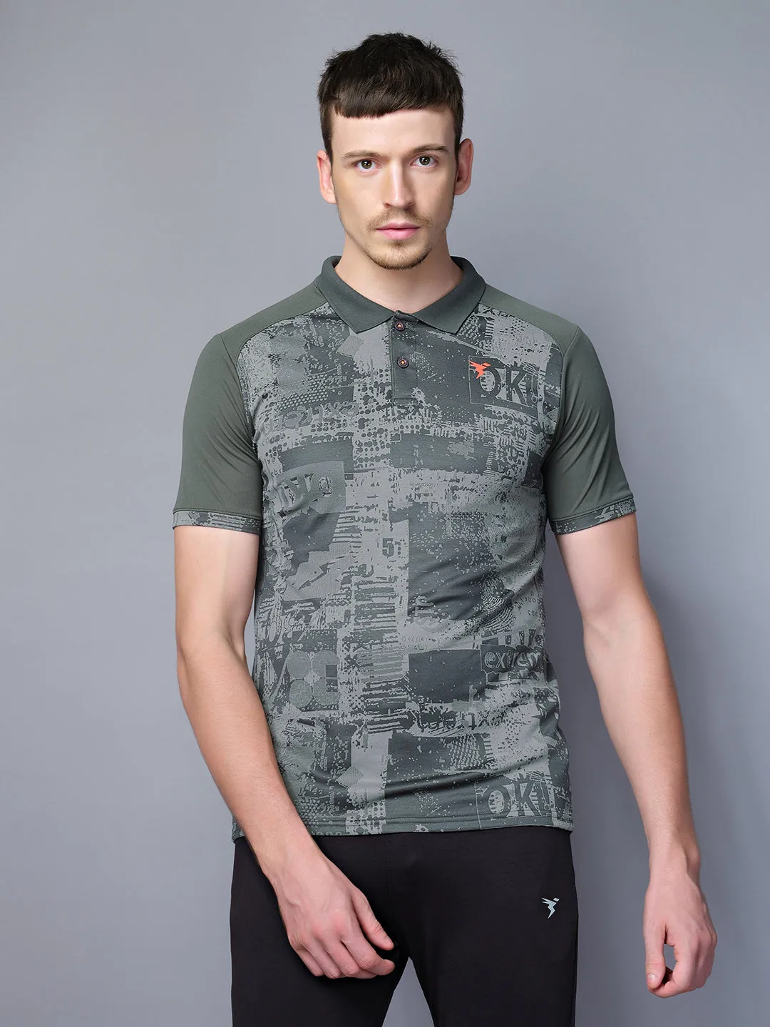 Men Printed Slim Fit Polo T-shirt with DOUBLE COOL CompactPackability FlatlockStitching