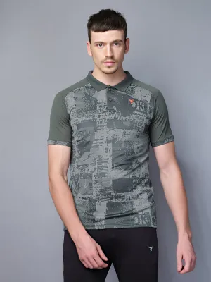 Men Printed Slim Fit Polo T-shirt with DOUBLE COOL CompactPackability FlatlockStitching