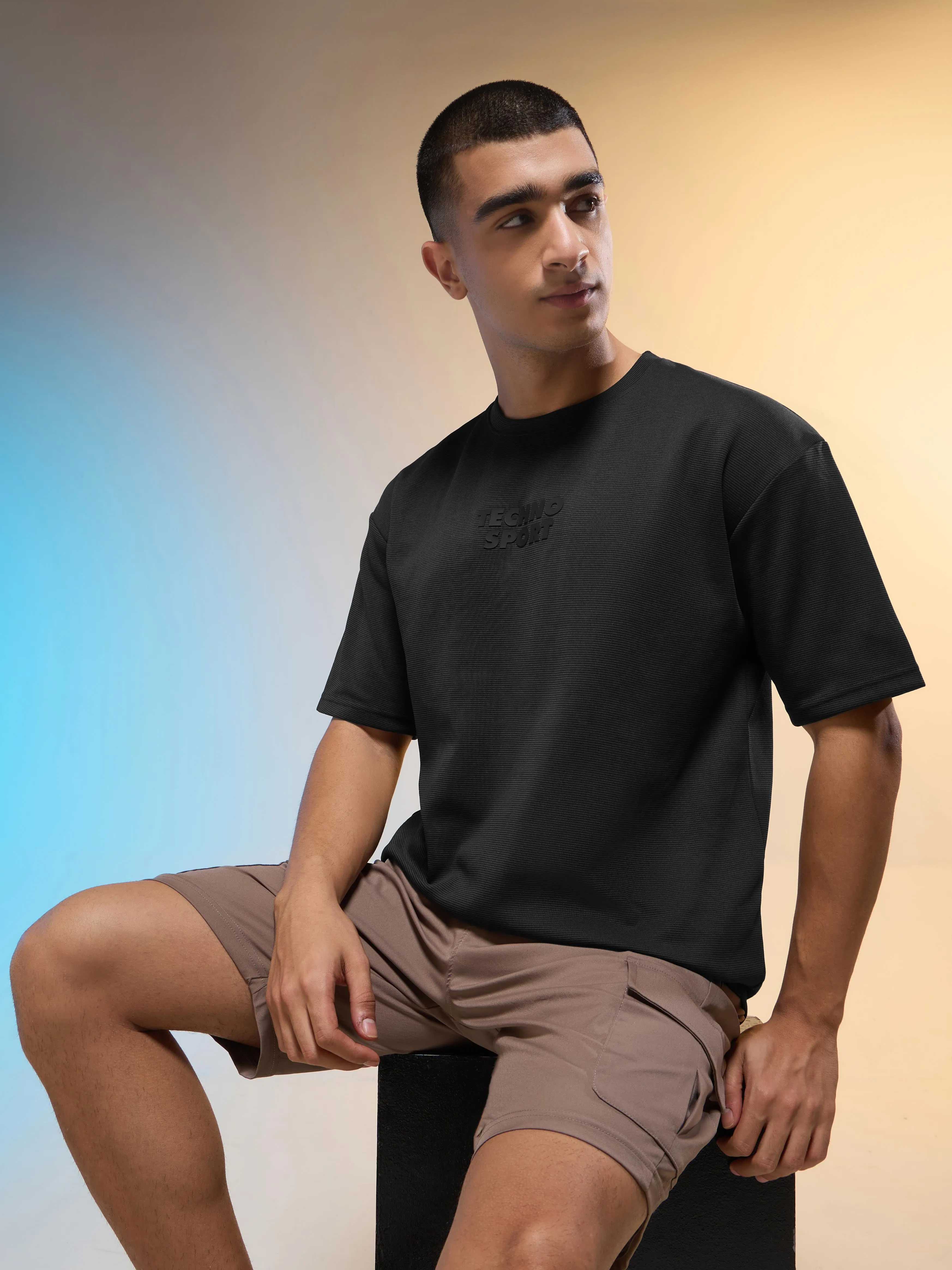 Polish Glow Night Charm Men Printed Relaxed Fit Round Neck T-shirt with COTFLEX