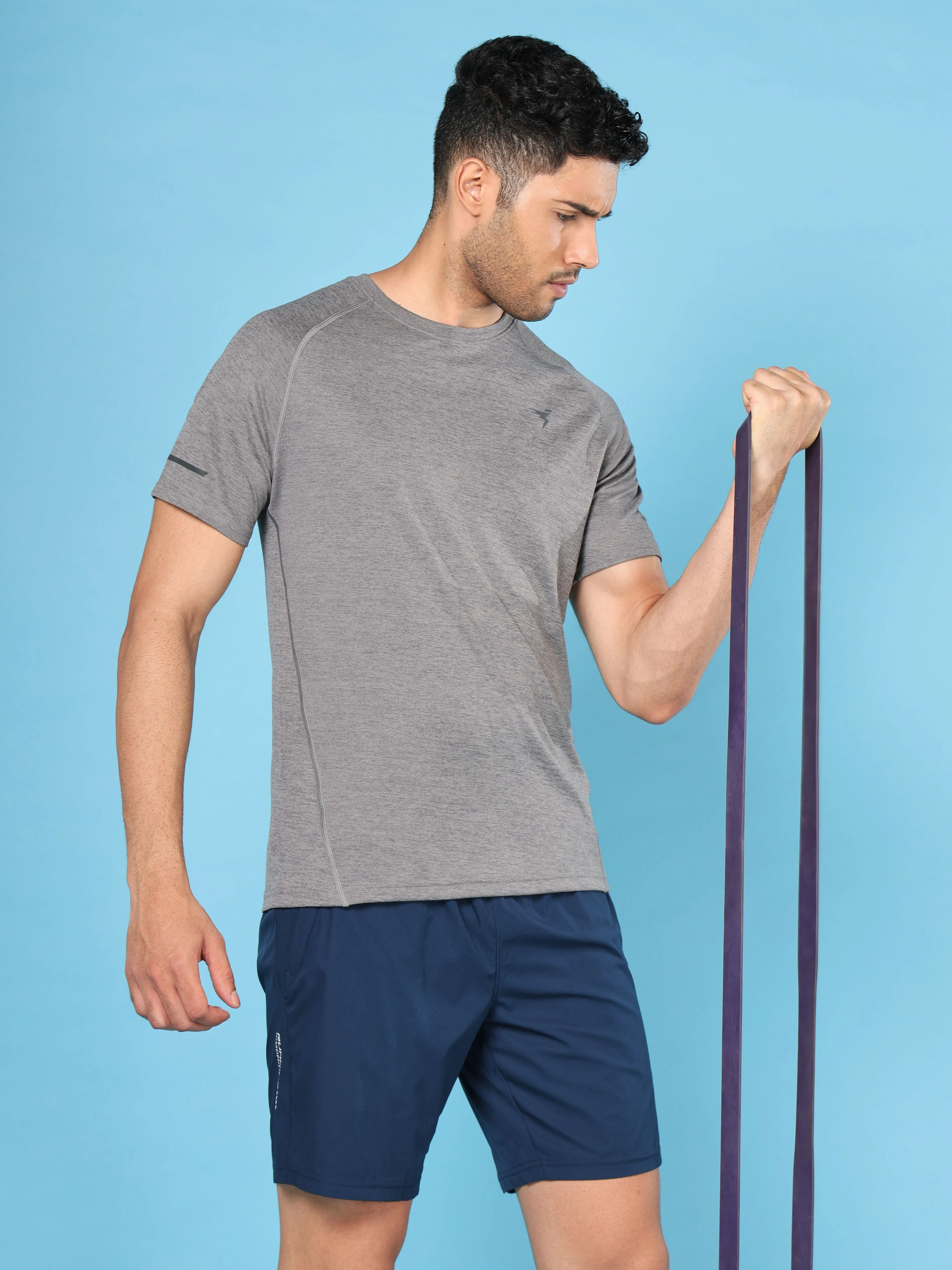 UV protection layer Men Melange Slim Fit Crew Neck T-shirt with MELANGE