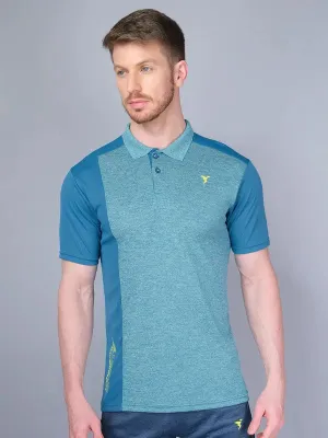 Minimal Design Chic Essentials Men Melange Slim Fit Polo T-shirt with DOUBLE COOL