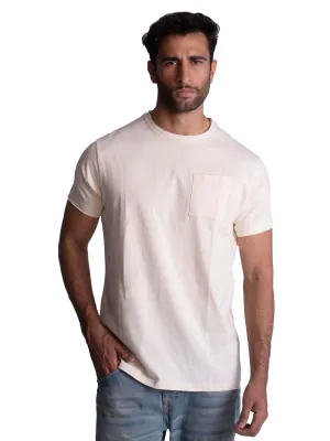 mesh panels Quick Dry Fabric Raw-Edge Pocket Cotton T-Shirt - Off White