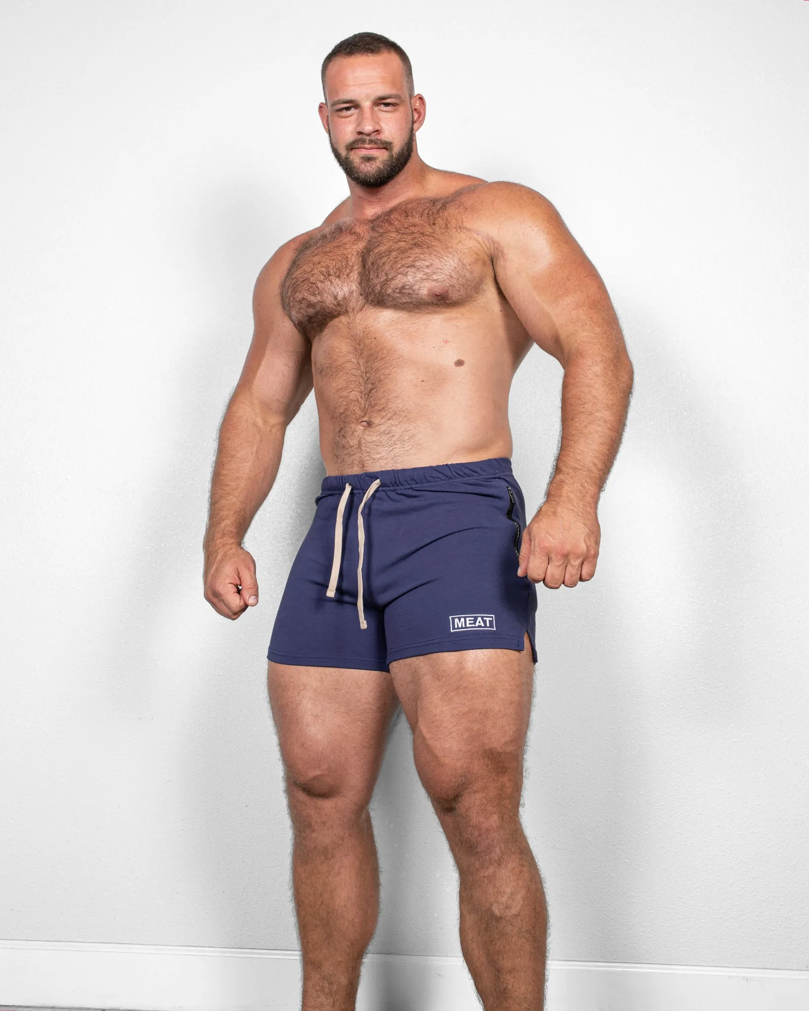 SQUATTING SHORTS ?C COTTON / NAVY BLUE sequined details
