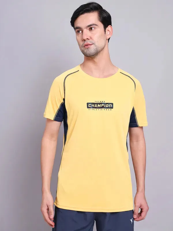 Men Printed Regular Fit Crew Neck T-shirt with TECHNO COOL  Vintage Wash Soft Finish