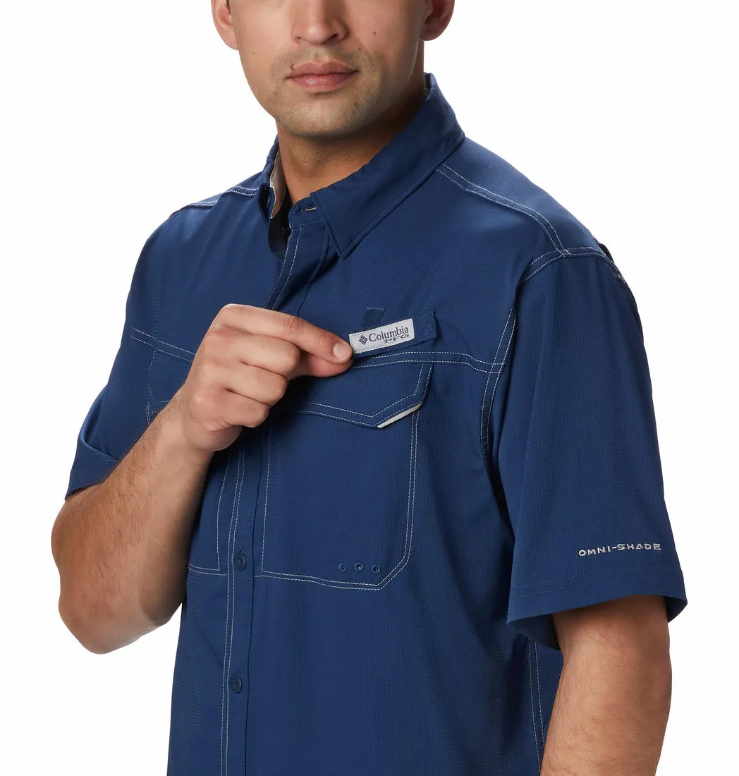 Columbia Men Blue Low Drag Offshore SS Shirt (Sun Protection) AntiSnagFabric NonIrritatingSeams