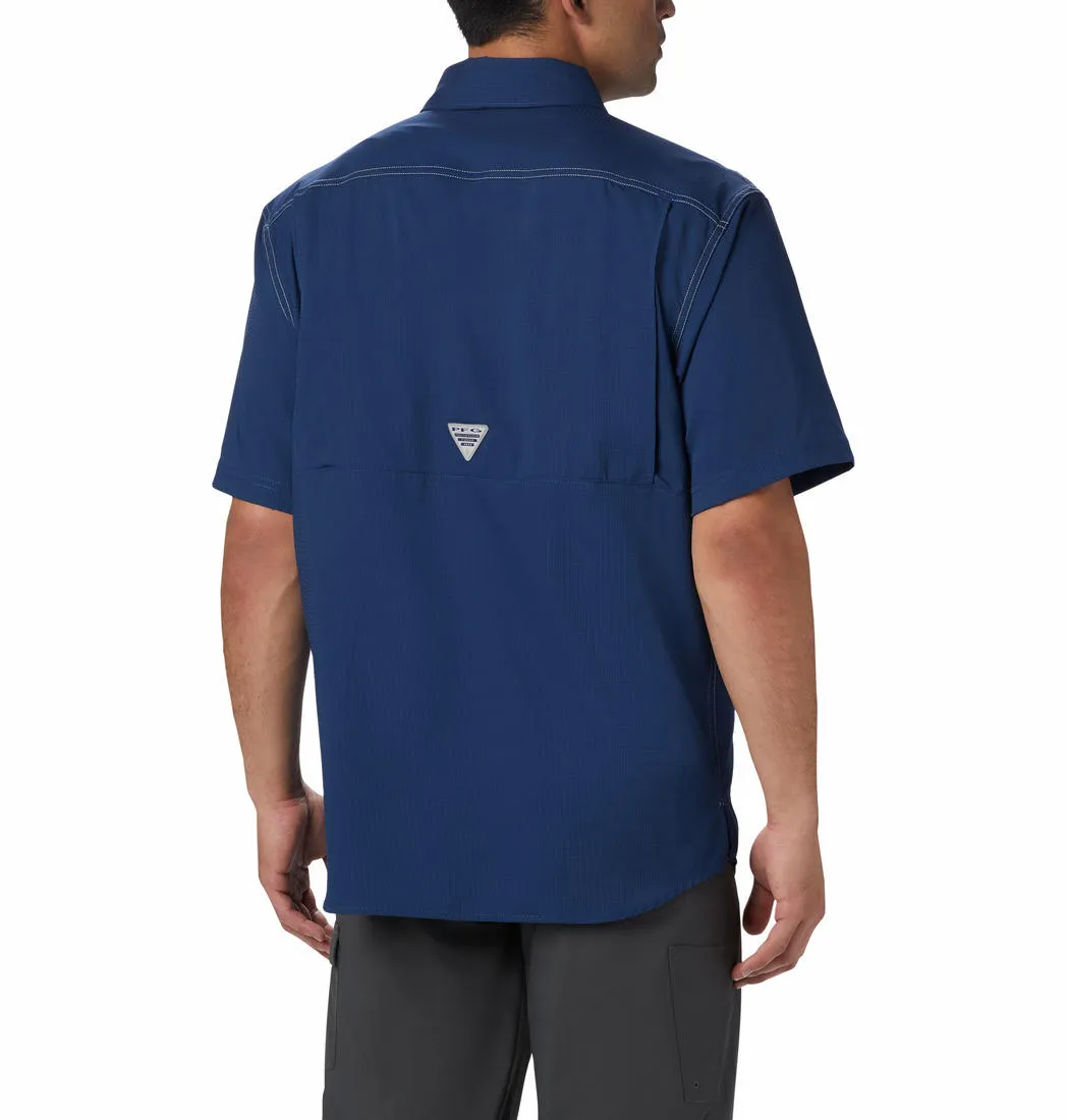 ButterySoftTexture Columbia Men Blue Low Drag Offshore SS Shirt (Sun Protection)