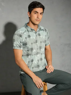 Flexible Apparel HighElasticity Men Printed Slim Fit Polo T-shirt with TECHNOCOOL 