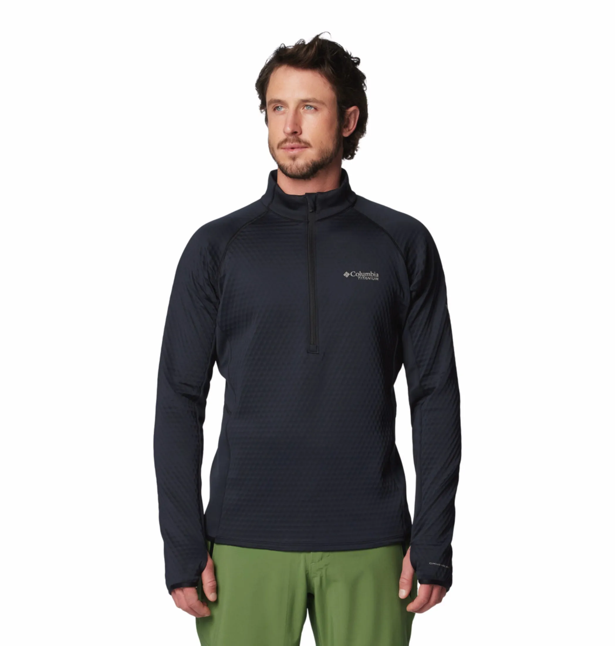 Columbia Men Black OmniHeat Helix Crystal Leaf Pullover Midweight Option