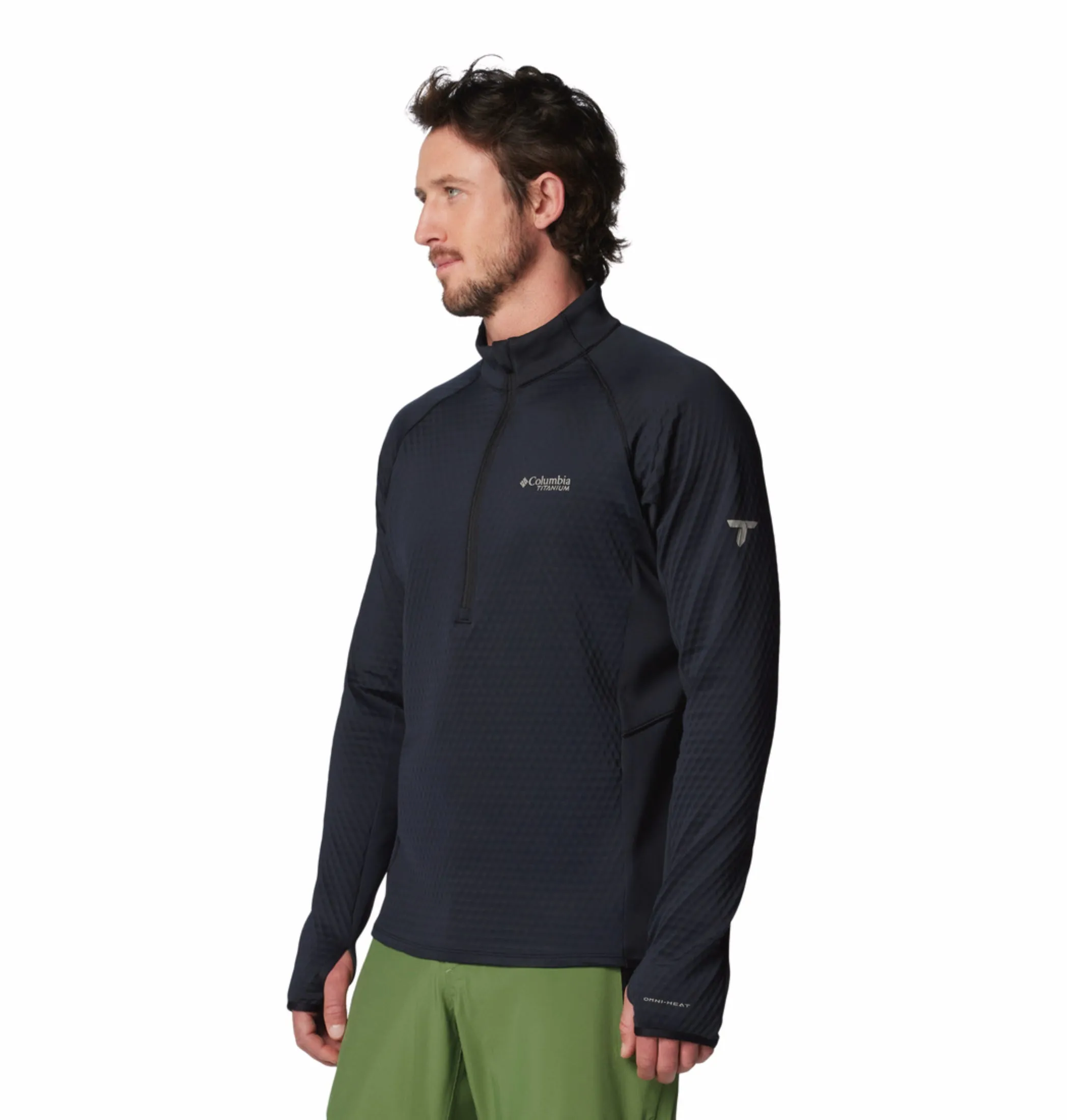 Zip Front Simple Outfit Columbia Men Black OmniHeat Helix Crystal Leaf Pullover