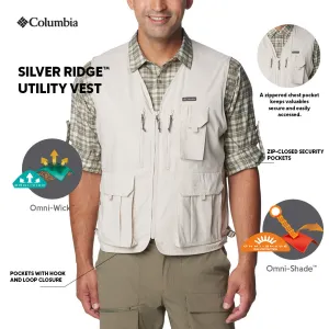 Windproof Barrier Columbia Men Brown Silver Ridge Utility Vest (Sun Protection)