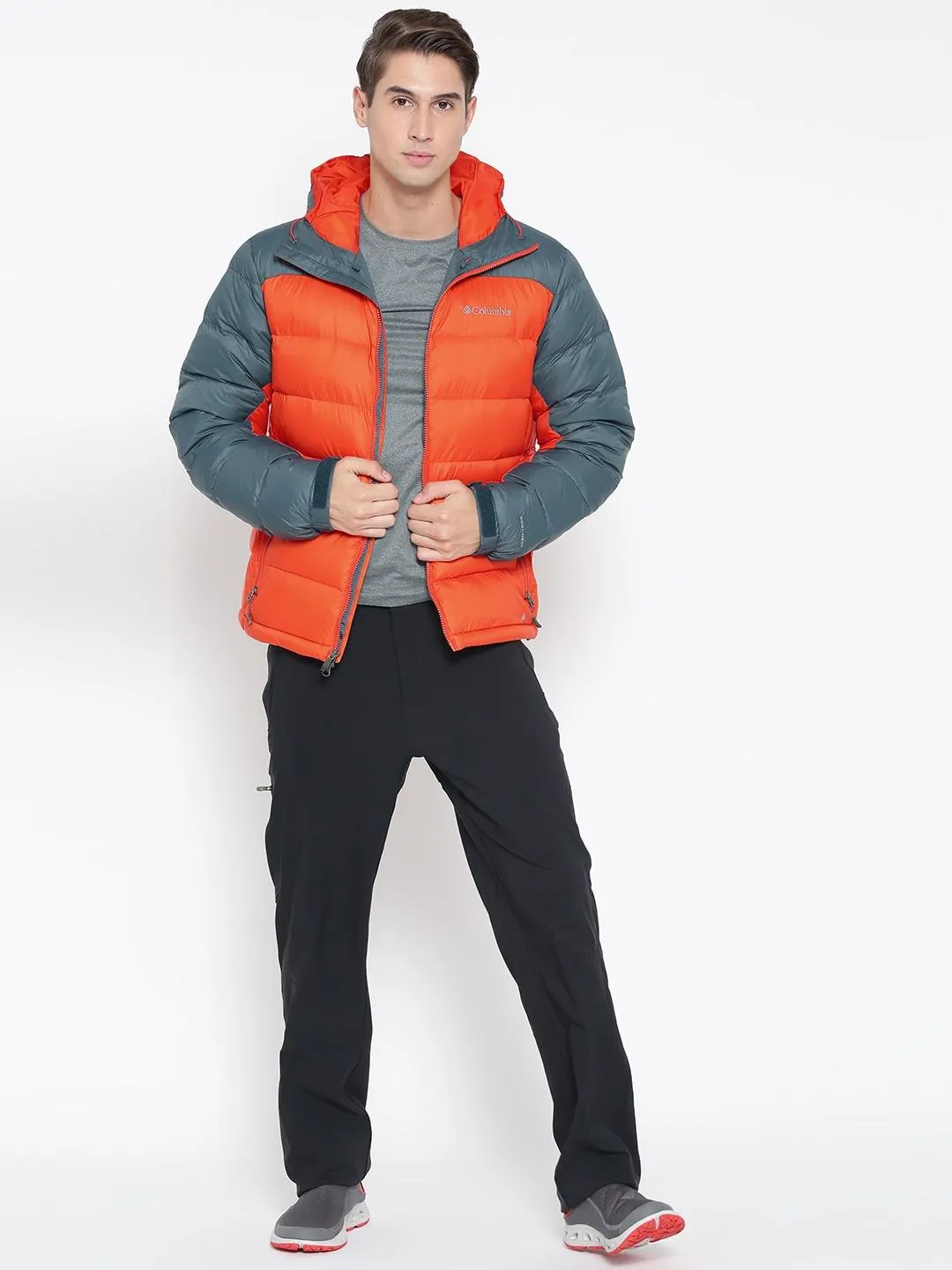 Columbia Men Orange Quantum Voyage Hooded Jacket Storm Shield