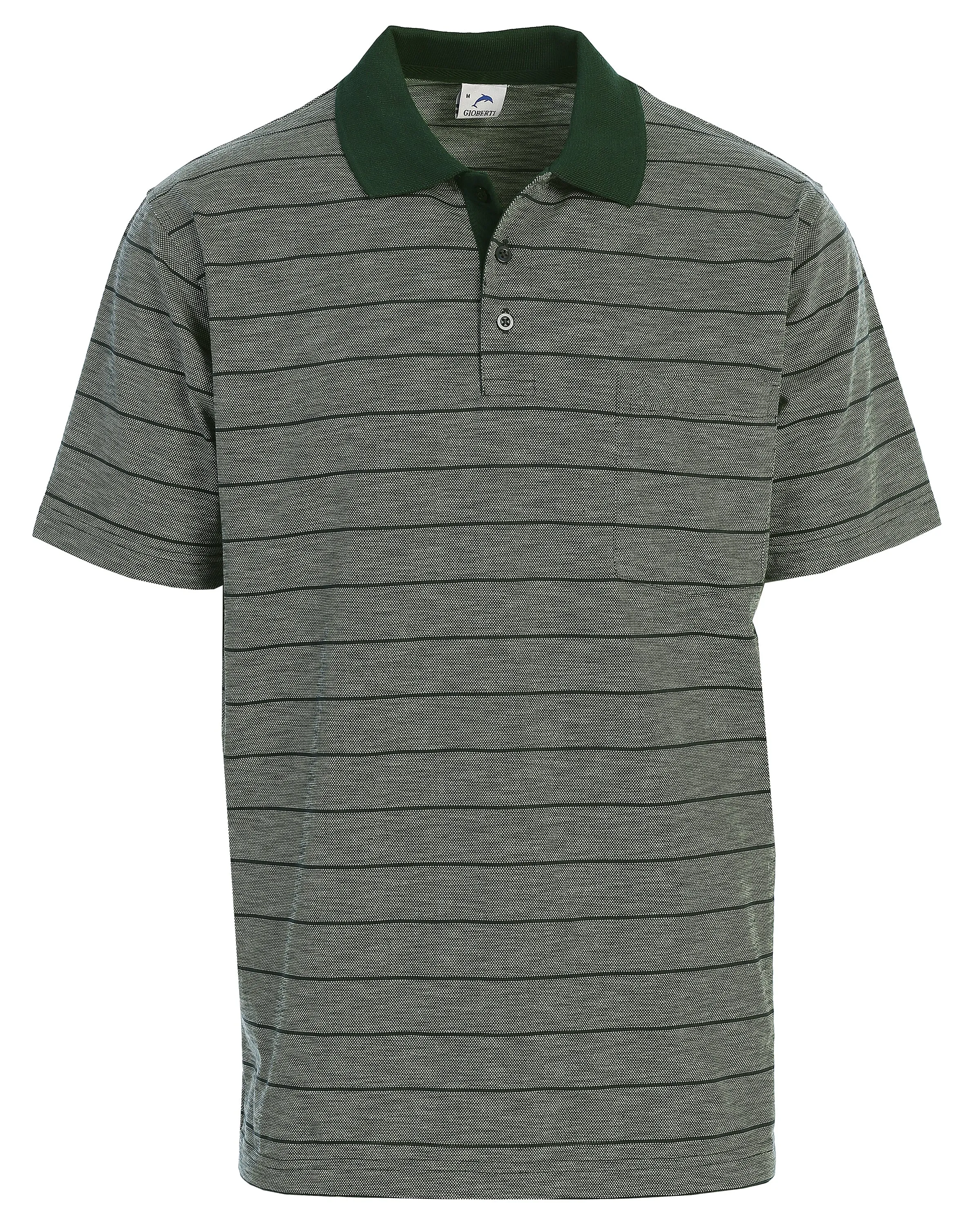 Mens Regular Fit Striped Short Sleeve Polo Shirt with Pocket Trendy Business