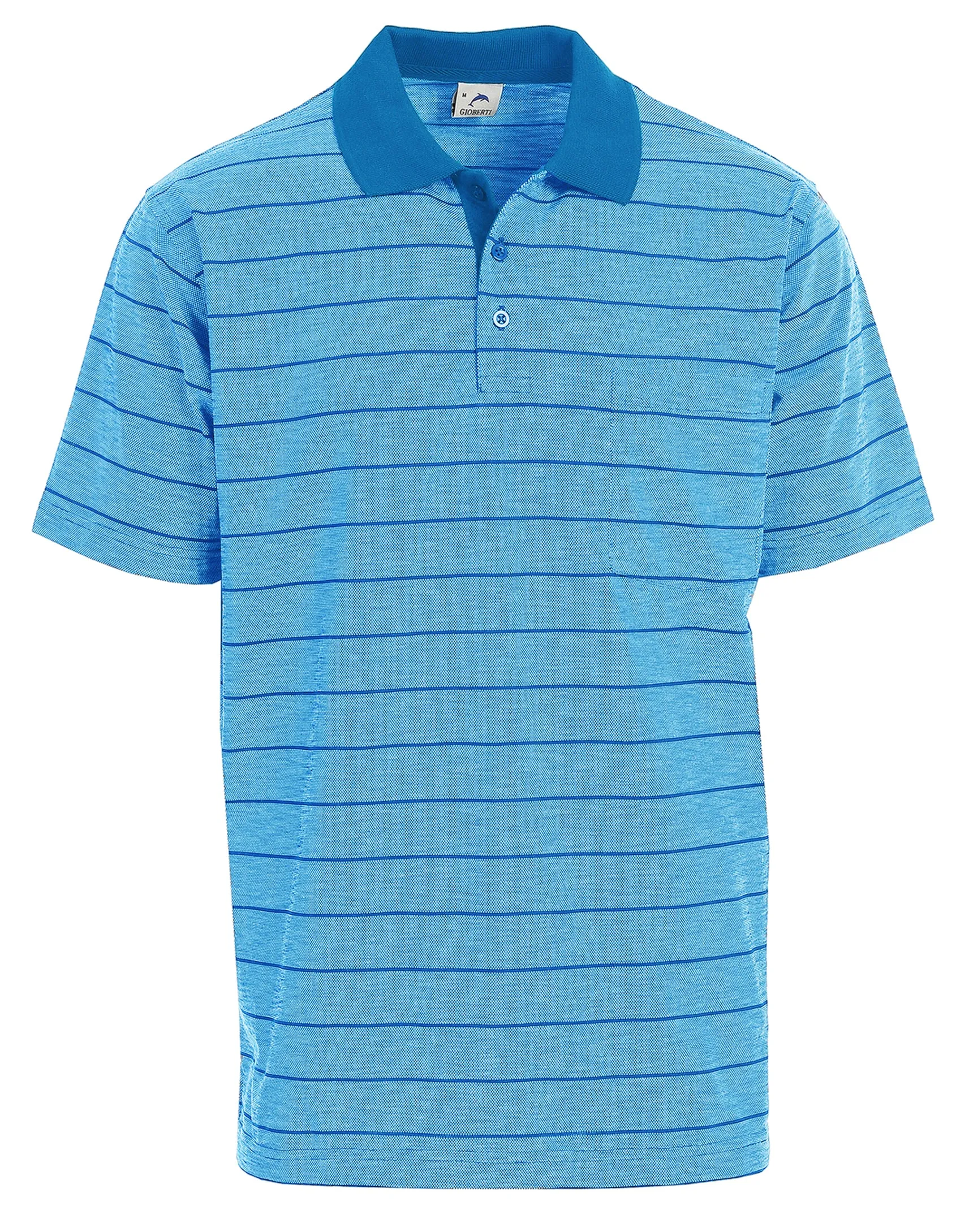 MoistureWicking Fabric Cozy Top Mens Regular Fit Striped Short Sleeve Polo Shirt with Pocket