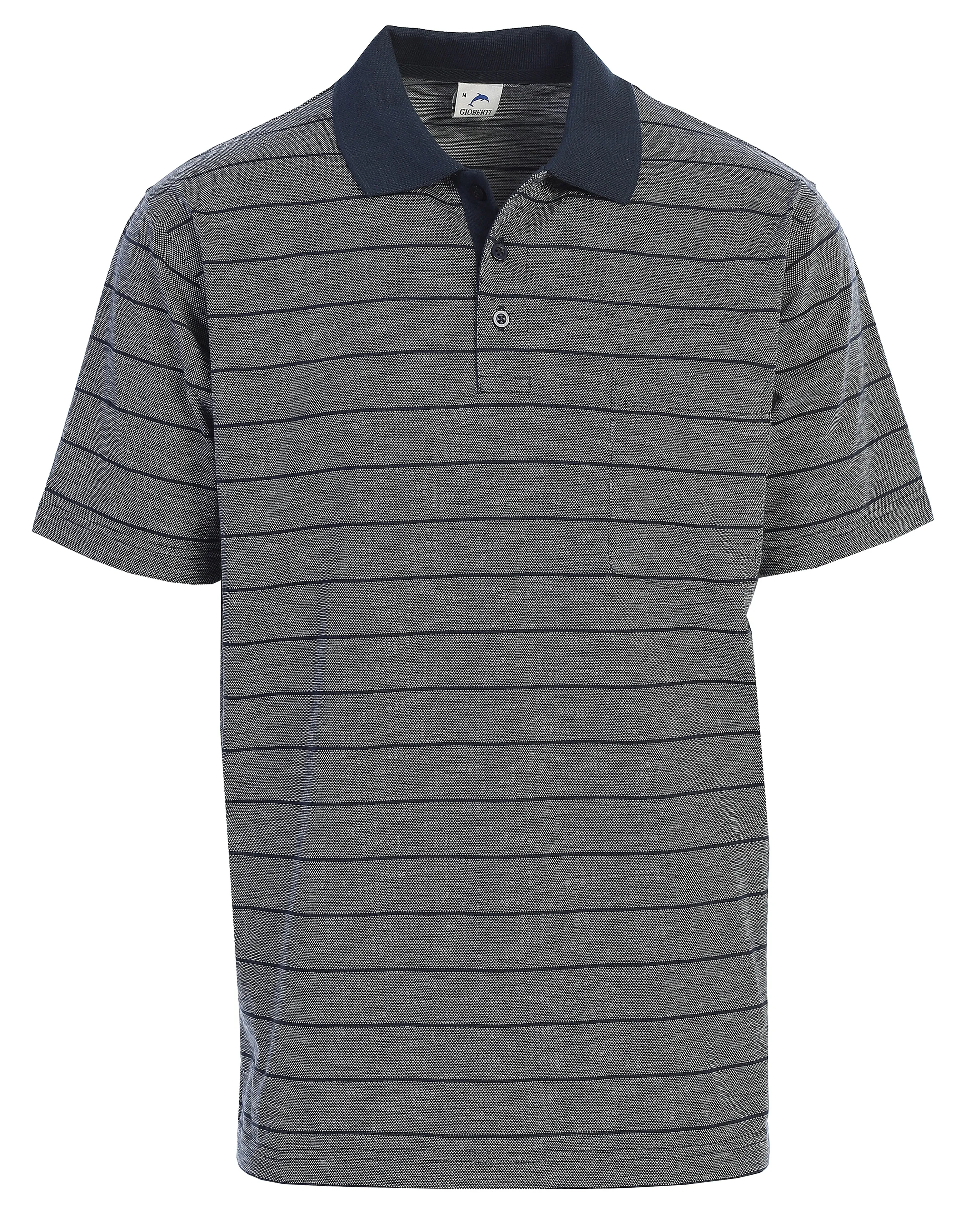 Smart Design Casual Vibe Mens Regular Fit Striped Short Sleeve Polo Shirt with Pocket