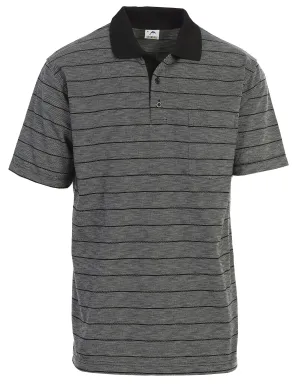 Mens Regular Fit Striped Short Sleeve Polo Shirt with Pocket Stylish Top