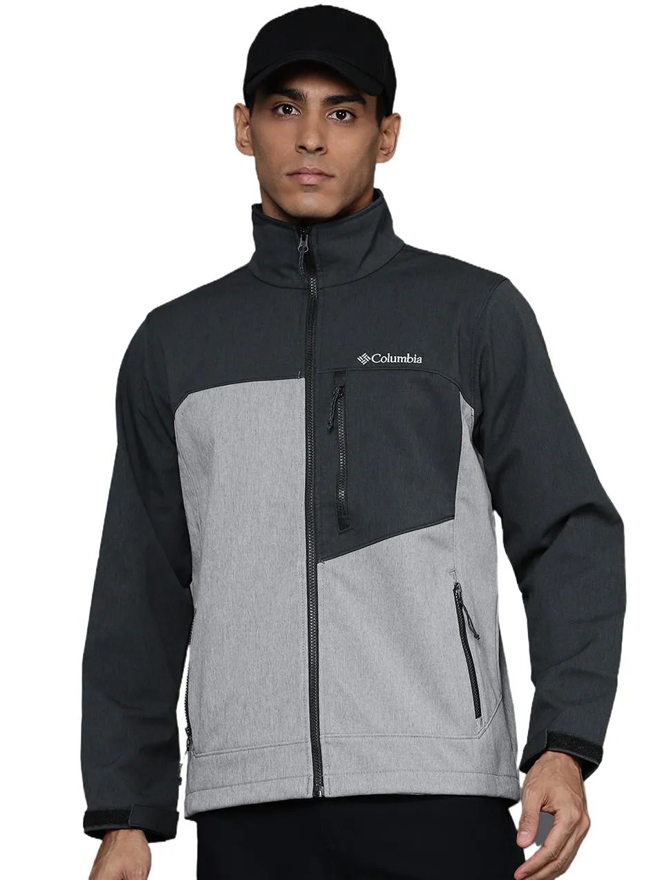 Columbia Men Grey Cruiser Valley Softshell Jacket Windshield Coat foldable