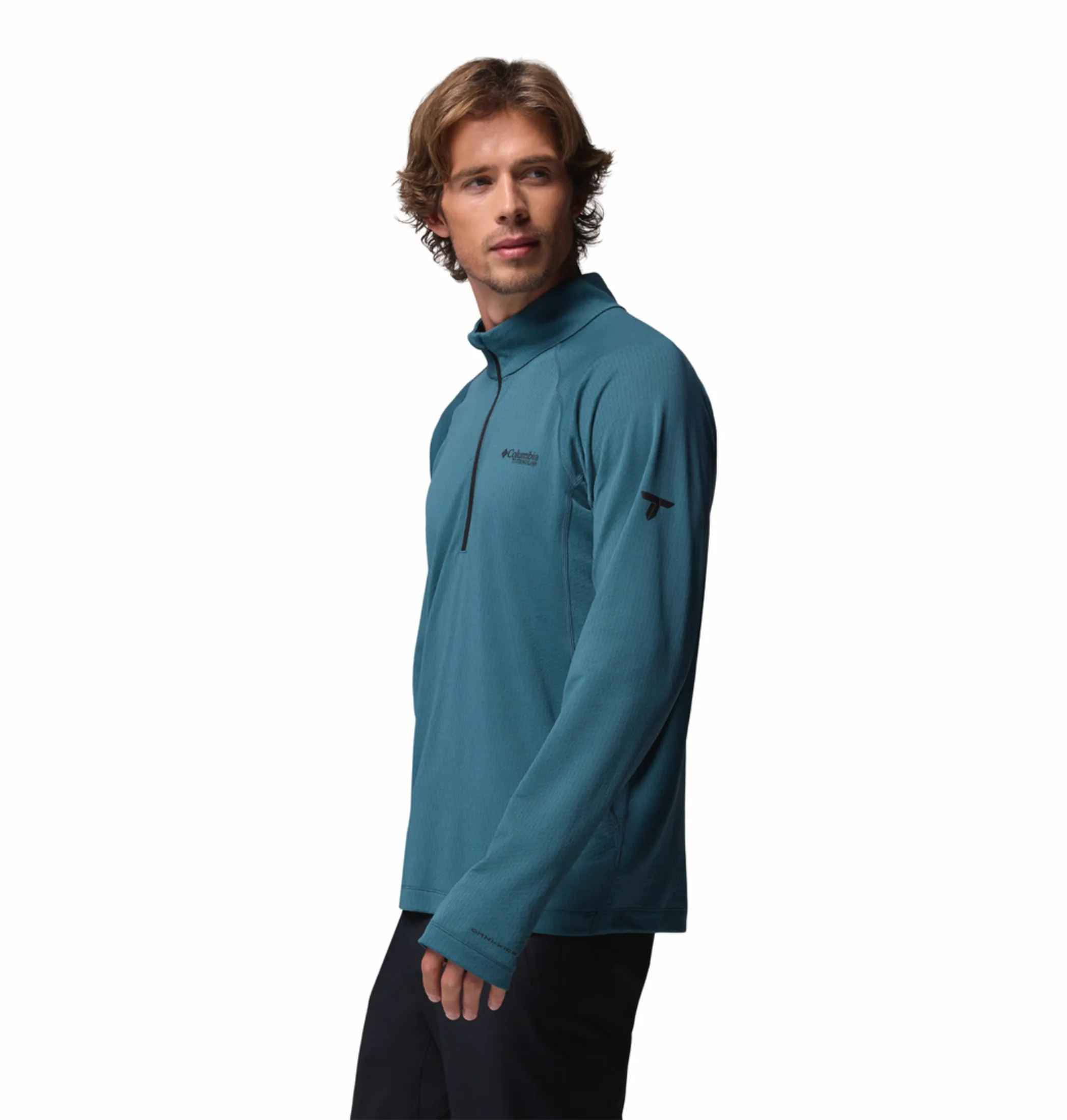 Columbia Men Teal OmniShade UPF 50 DriVenture Sweatshirt Trail Fit City Life