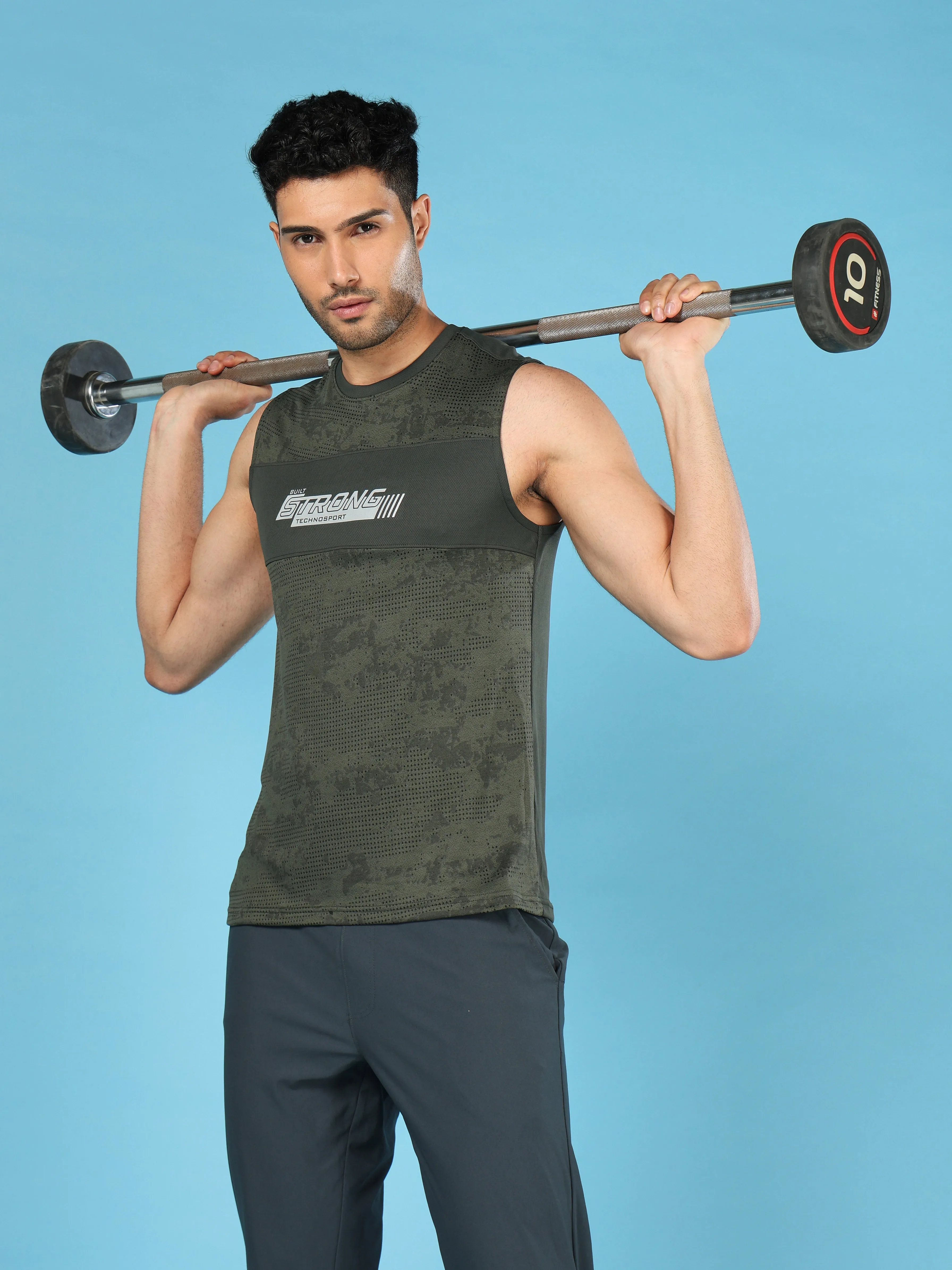 rigid use Tagless Collar Men Printed Slim Fit Crew Neck Innerwear Vest with TECHNO COOL 