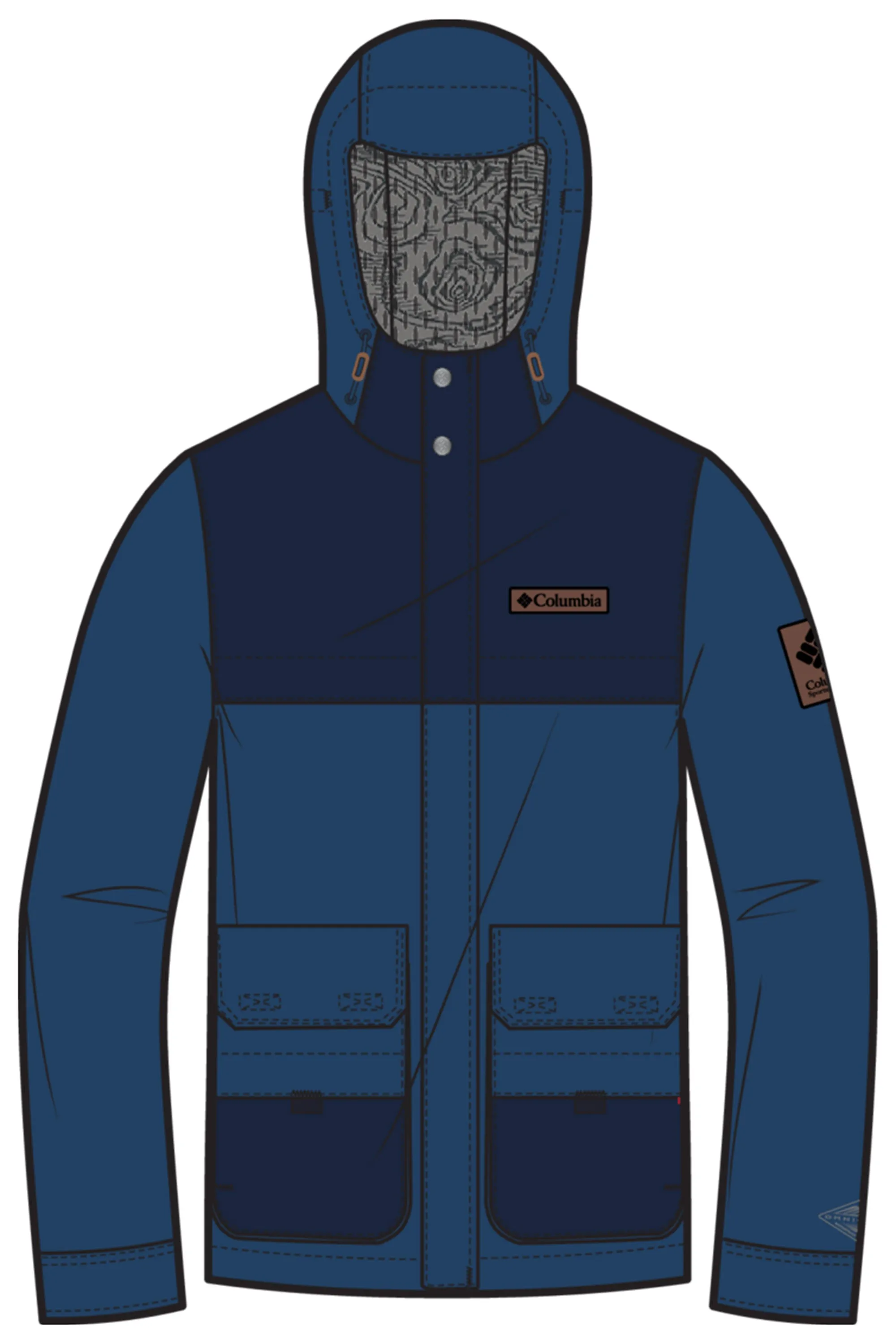 Columbia Men Blue South Canyon Interchange Shell Waterproof Layer Base Drop Hood Style