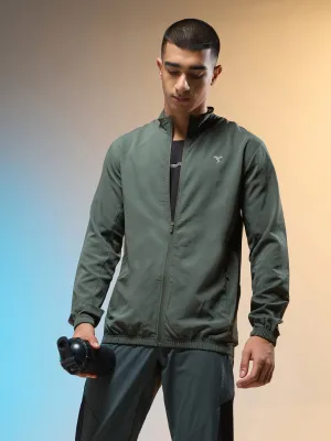Men Solid Slim Fit Mock Neck Jacket with TECHNOLITE Run Core