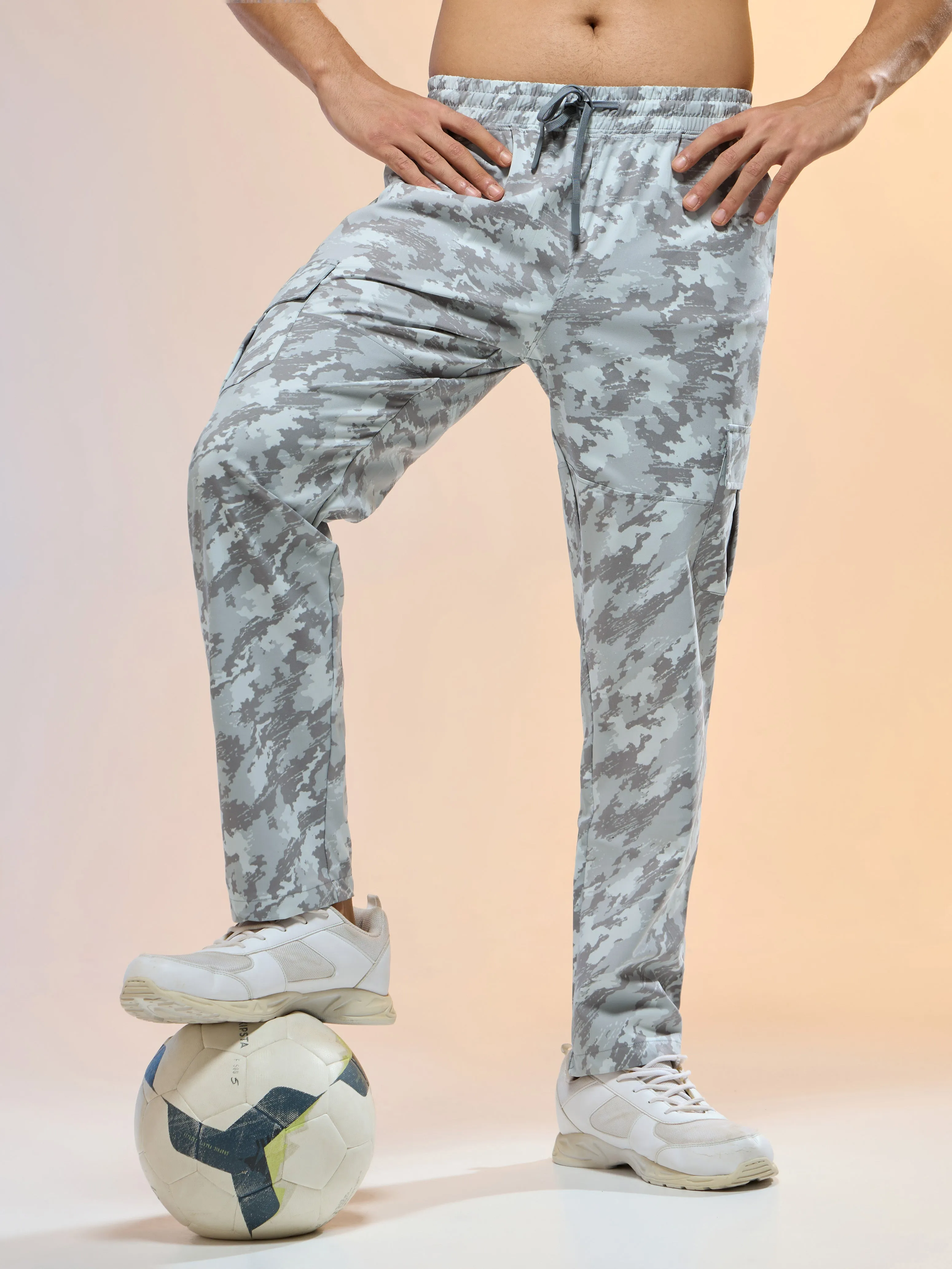 Endurance Fit Men Printed Straight Fit Sports Cargo Trackpants with TS LYTRA