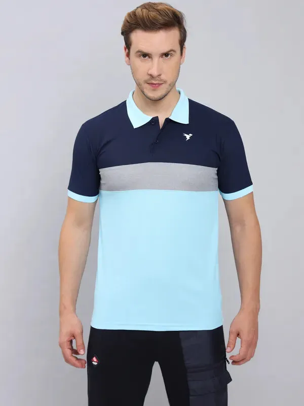 Men Colorblock Slim Fit Polo T-shirt with MATPIQ Lightweight Knit Easy Comfort