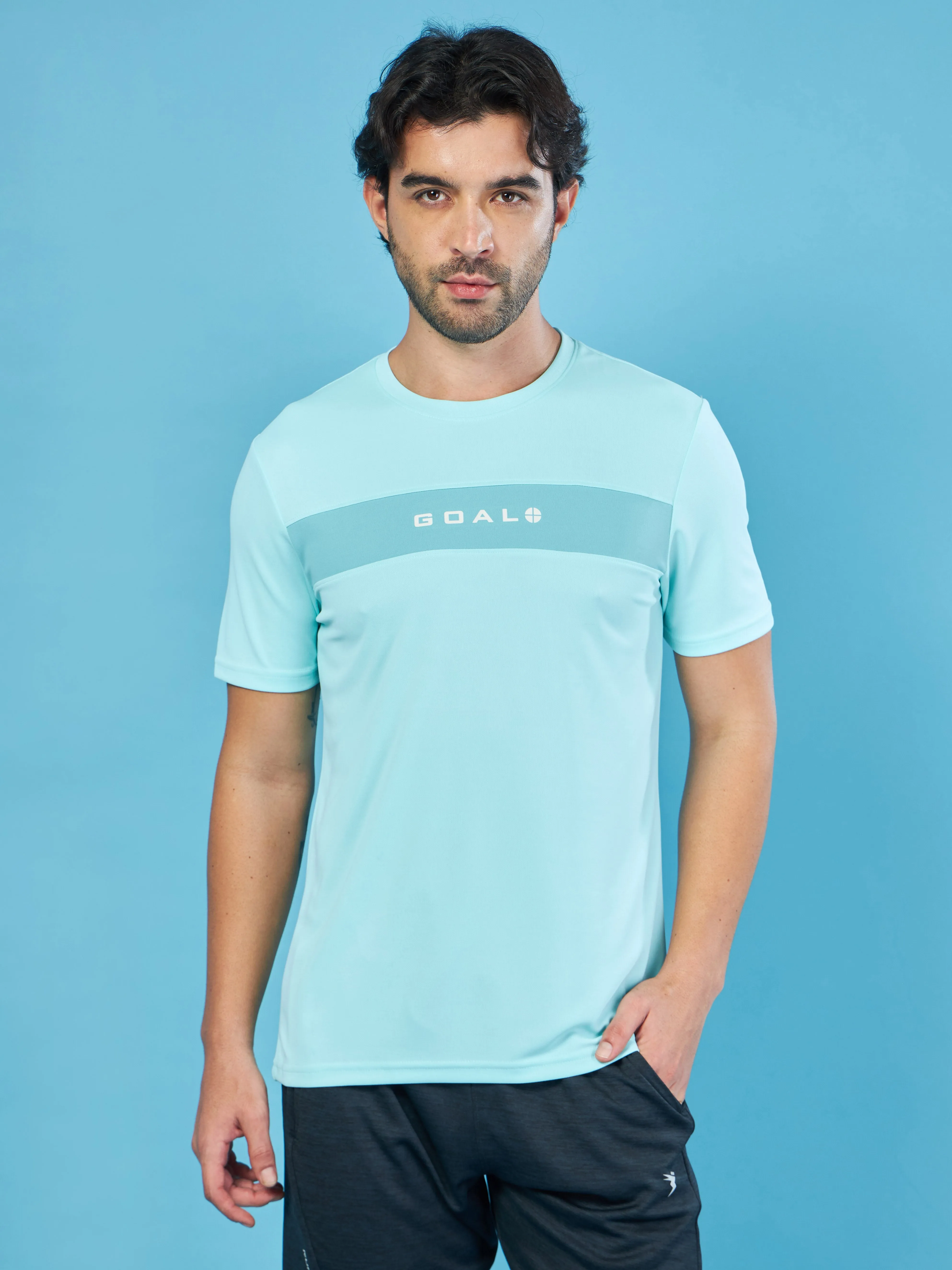 TexturedWeavePattern High Durability Weave Men Solid Slim Fit Crew Neck T-shirt with TECHNO COOL 