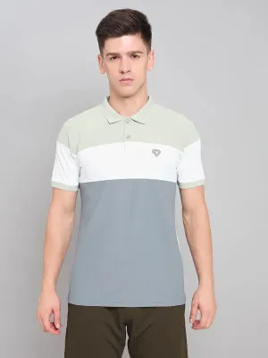 Classic Appeal Men Colorblock Slim Fit Polo T-shirt with MATPIQ