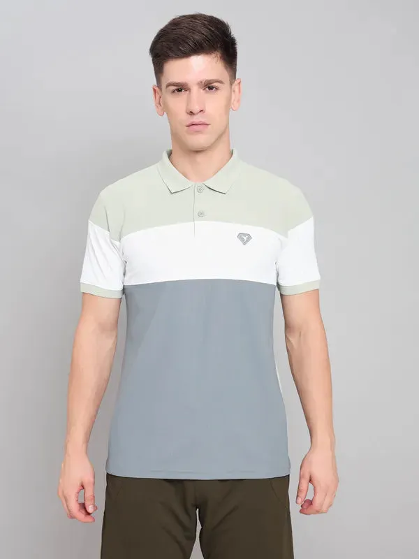 Polished Style Men Colorblock Slim Fit Polo T-shirt with MATPIQ
