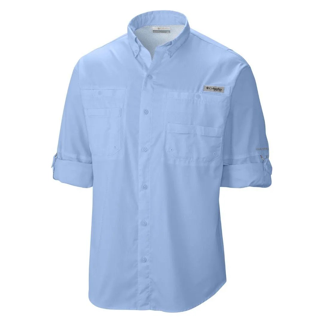 Columbia Men Blue Tamiami II LS Shirt (Sun Protection) Energy Ease CompressionFreeCuffs