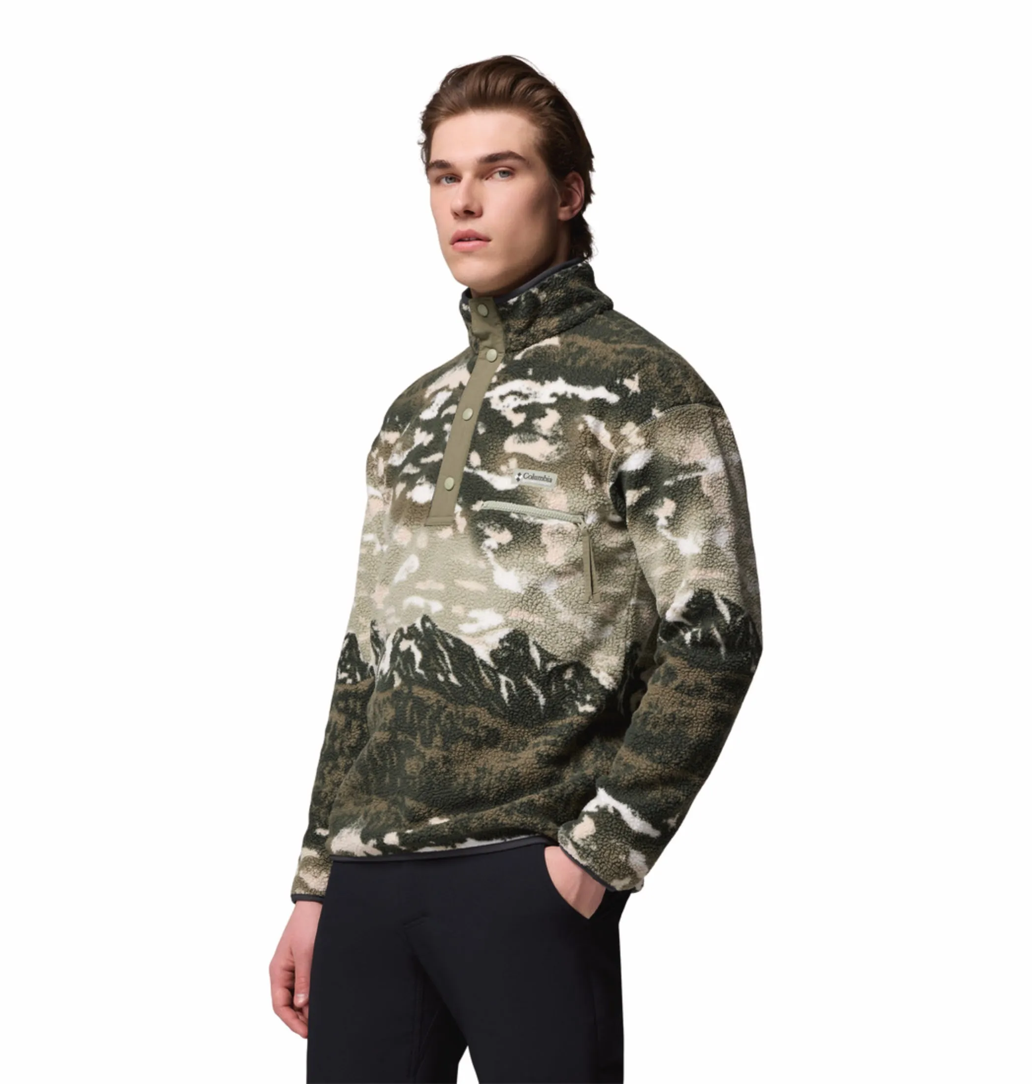 Columbia Men Green Helvetia II Pullover Cold Trail City Utility