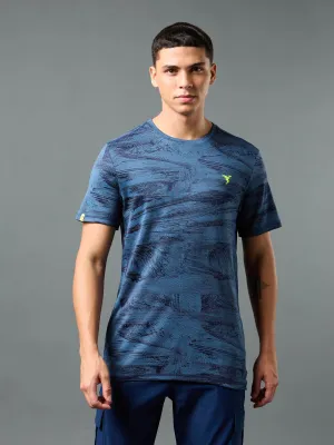 Men Jacquard Slim Fit Crew Neck T-shirt with DOUBLE COOL All Day Flex Loose Fit